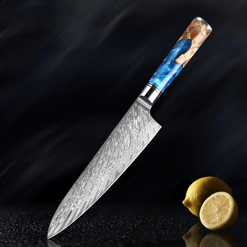 Gyuto Japanese Damascus Steel Chef Knife – Celestial Blue