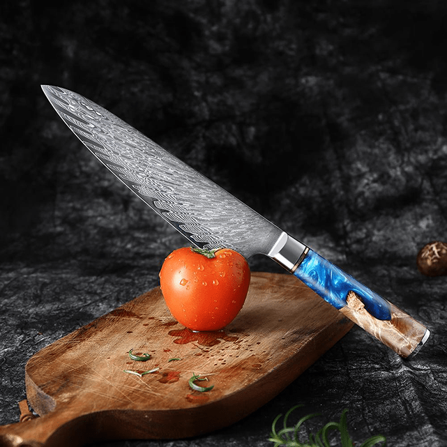 Gyuto Japanese Damascus Steel Chef Knife – Celestial Blue