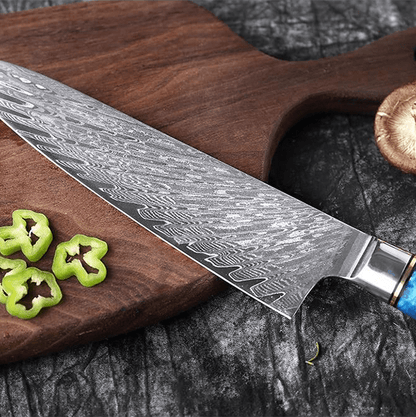 Gyuto Japanese Damascus Steel Chef Knife – Celestial Blue