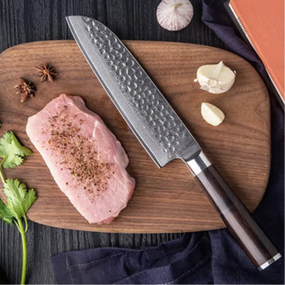 Santoku Japanese Damascus Chef Knife – Emberwood Edition