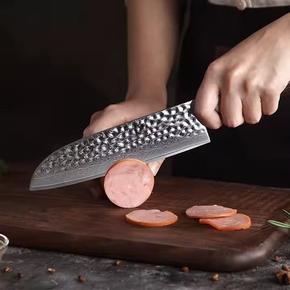 Santoku Japanese Damascus Chef Knife – Emberwood Edition