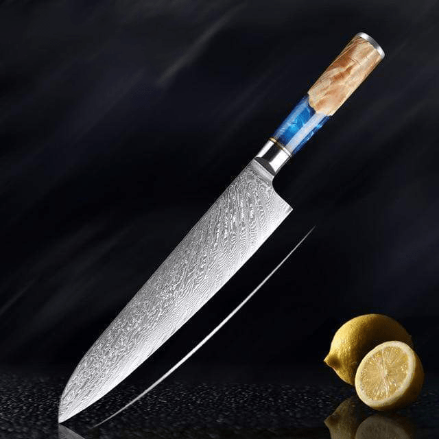 Katanami Japanese Damascus Steel Kitchen Knife Set – Celestial Blue Edition