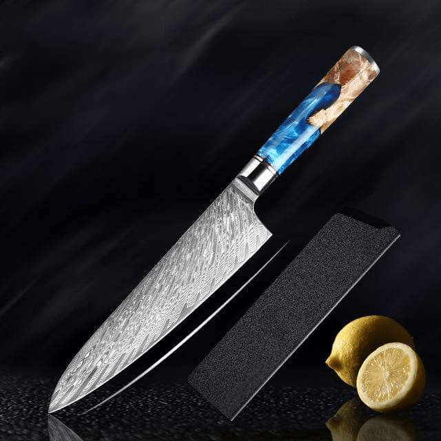 Katanami Japanese Damascus Steel Kitchen Knife Set – Celestial Blue Edition