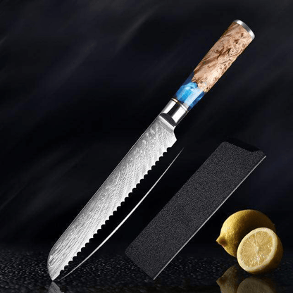 Katanami Japanese Damascus Steel Kitchen Knife Set – Celestial Blue Edition