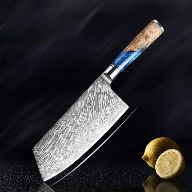 Katanami Japanese Damascus Steel Kitchen Knife Set – Celestial Blue Edition