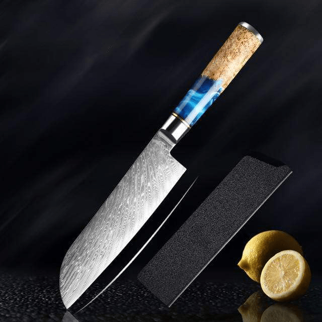 Katanami Japanese Damascus Steel Kitchen Knife Set – Celestial Blue Edition