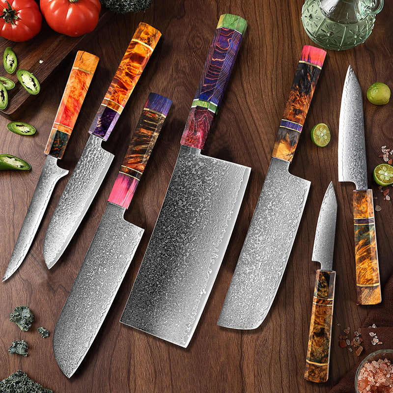 Katanami Handmade Japanese Damascus Chef Knife – Sunset Ember Edition