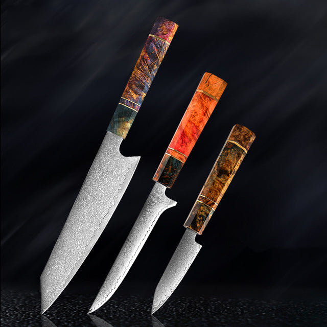 Katanami Handmade Japanese Damascus Chef Knife – Sunset Ember Edition