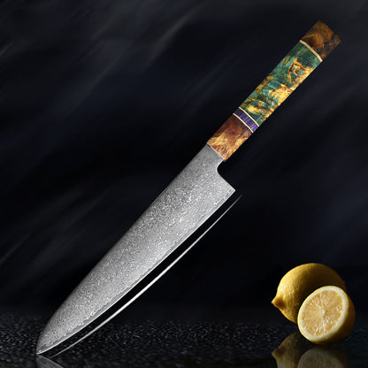 Katanami Handmade Japanese Damascus Chef Knife – Sunset Ember Edition