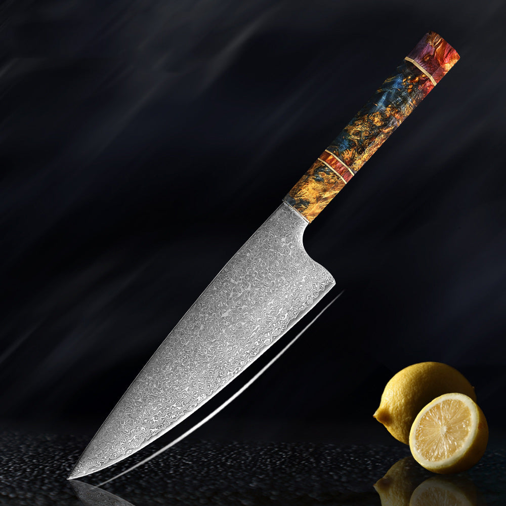 Katanami Handmade Japanese Damascus Chef Knife – Sunset Ember Edition