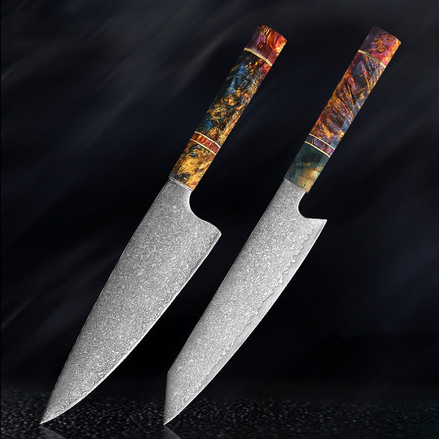 Katanami Handmade Japanese Damascus Chef Knife – Sunset Ember Edition