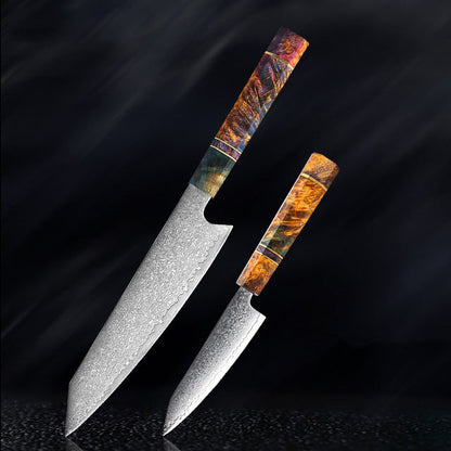 Katanami Handmade Japanese Damascus Chef Knife – Sunset Ember Edition