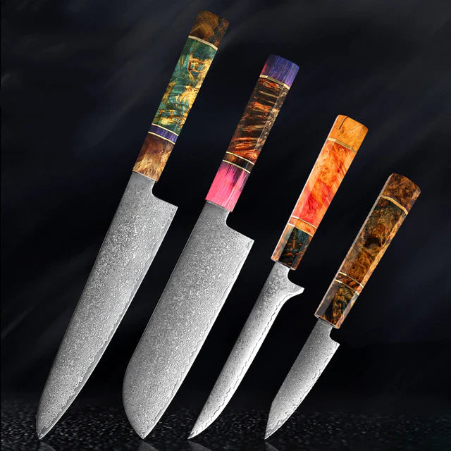 Katanami Handmade Japanese Damascus Chef Knife – Sunset Ember Edition