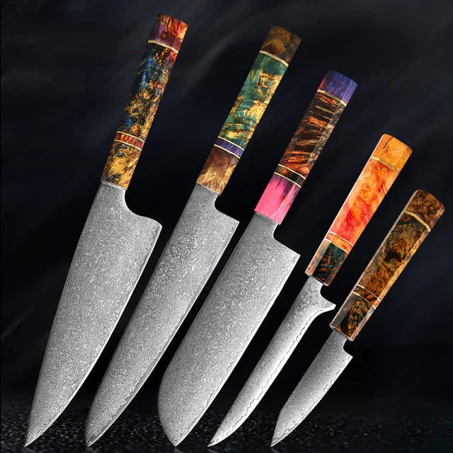 Katanami Handmade Japanese Damascus Chef Knife – Sunset Ember Edition