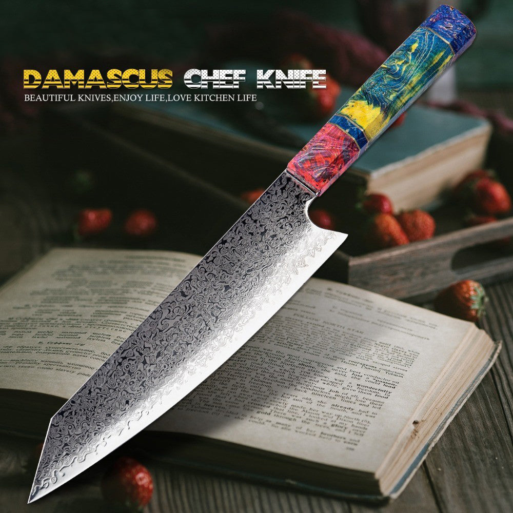 Katanami Handmade Japanese Damascus Chef Knife – Sunset Ember Edition