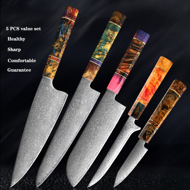 Katanami Handmade Japanese Damascus Chef Knife – Sunset Ember Edition