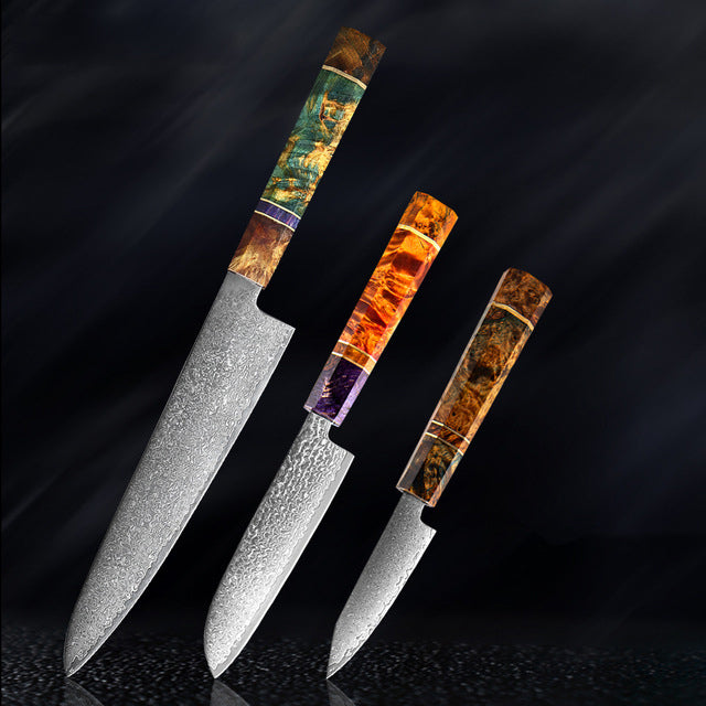 Katanami Handmade Japanese Damascus Chef Knife – Sunset Ember Edition