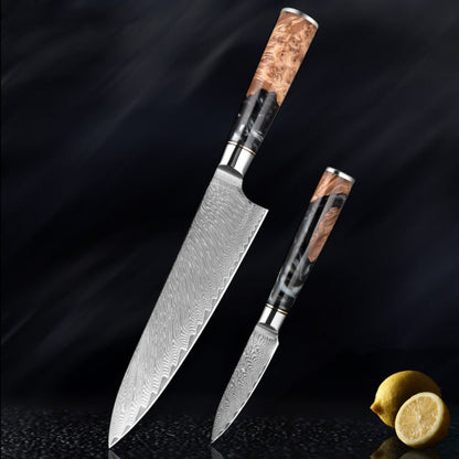 Katanami Damascus Steel Knife Set – Obsidian Shadow Edition