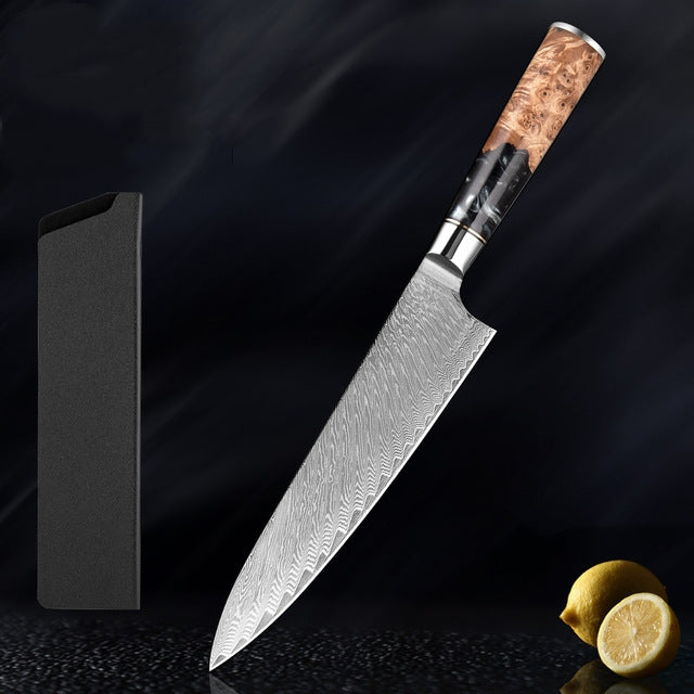 Katanami Damascus Steel Knife Set – Obsidian Shadow Edition