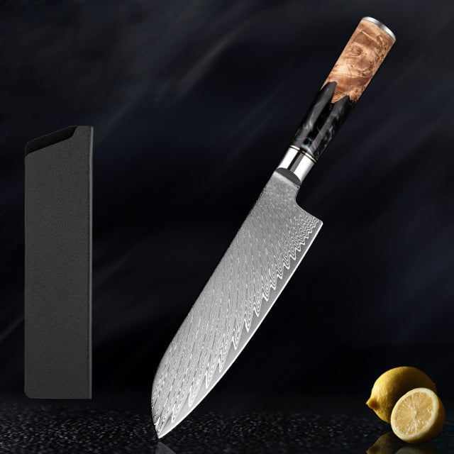 Katanami Damascus Steel Knife Set – Obsidian Shadow Edition