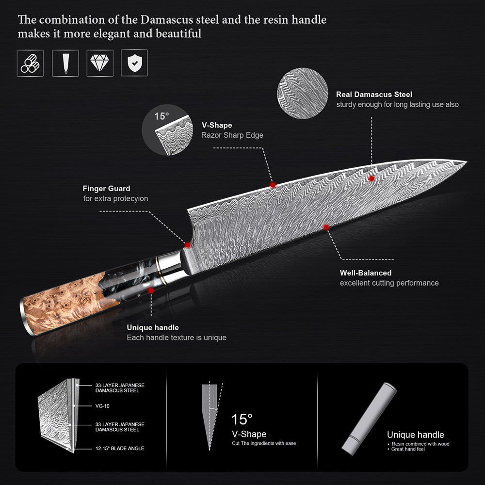 Katanami Damascus Steel Knife Set – Obsidian Shadow Edition