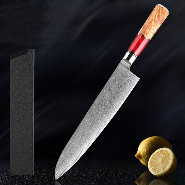 Katanami Japanese Damascus Steel Kitchen Knife Set – Ember Blade Edition