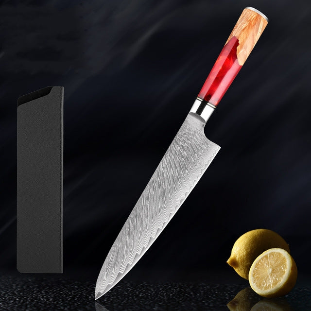 Katanami Japanese Damascus Steel Kitchen Knife Set – Ember Blade Edition