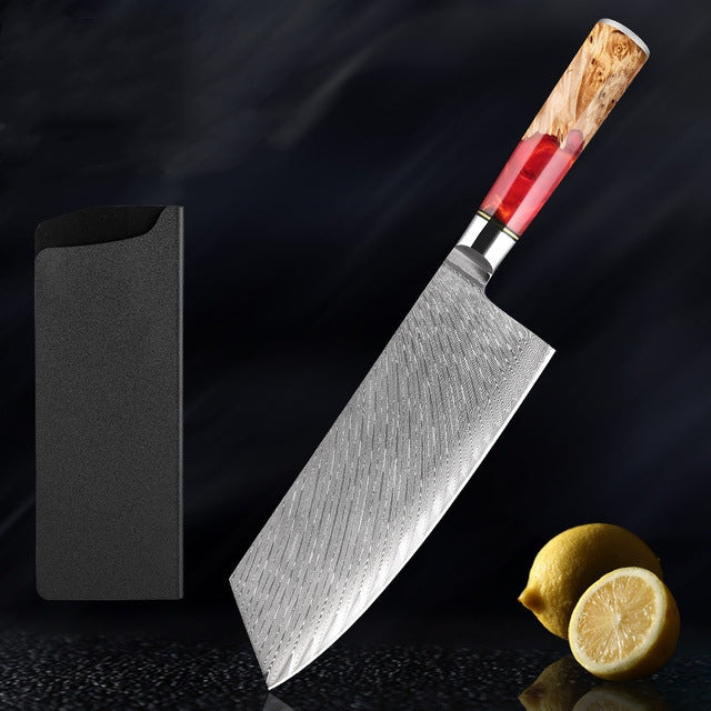 Katanami Japanese Damascus Steel Kitchen Knife Set – Ember Blade Edition