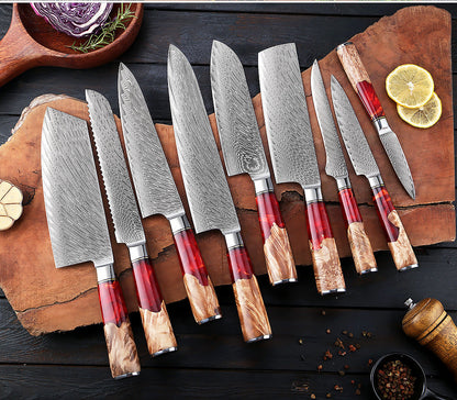 Katanami Japanese Damascus Steel Kitchen Knife Set – Ember Blade Edition