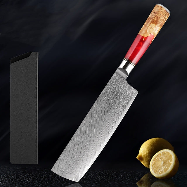 Katanami Japanese Damascus Steel Kitchen Knife Set – Ember Blade Edition