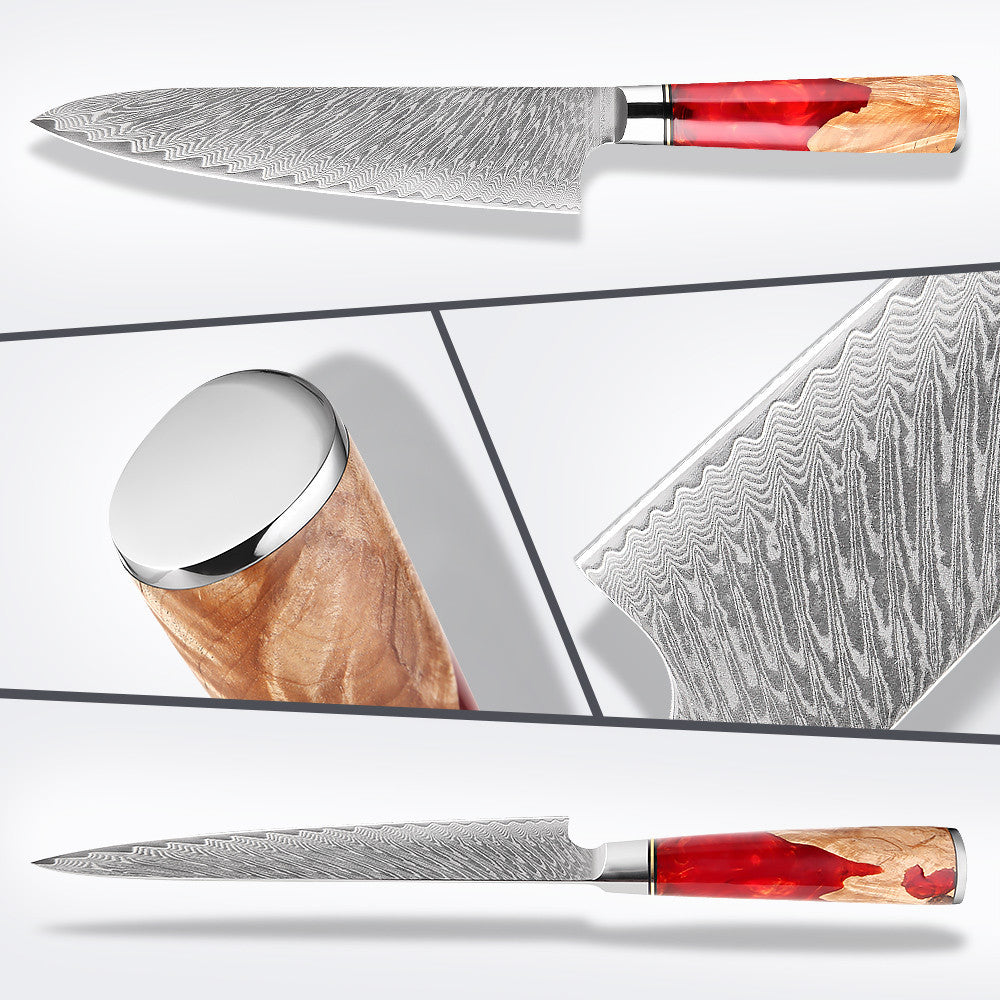 Katanami Japanese Damascus Steel Kitchen Knife Set – Ember Blade Edition