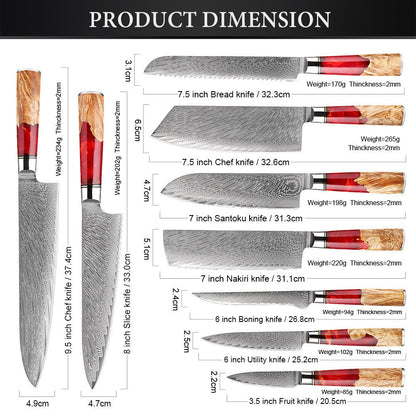 Katanami Japanese Damascus Steel Kitchen Knife Set – Ember Blade Edition