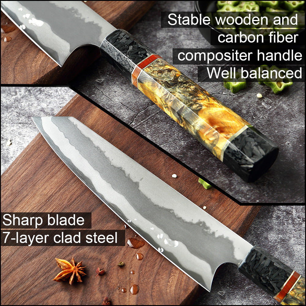 Kiritsuke Japanese Damascus Chef Knife – Sandstorm Edition