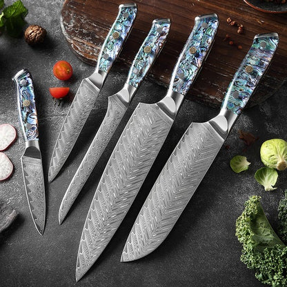 Okugai Damascus Kitchen Knife – Ocean Pearl Edition