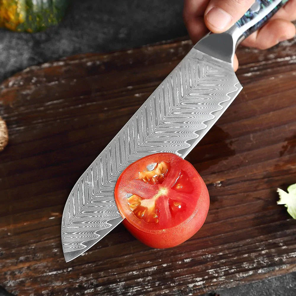 Okugai Damascus Kitchen Knife – Ocean Pearl Edition