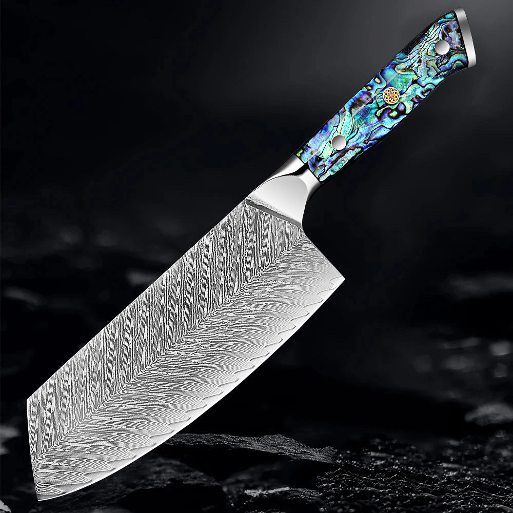 Okugai Damascus Kitchen Knife – Ocean Pearl Edition