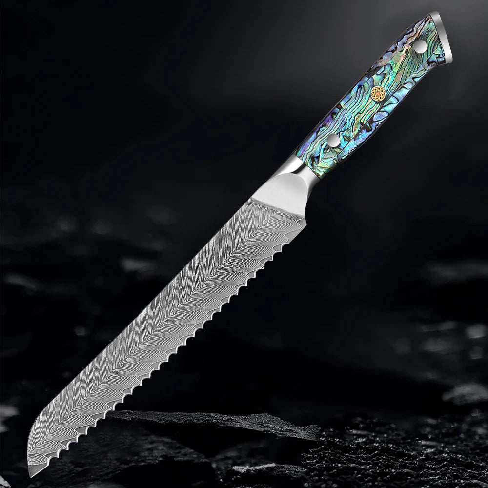 Okugai Damascus Kitchen Knife – Ocean Pearl Edition