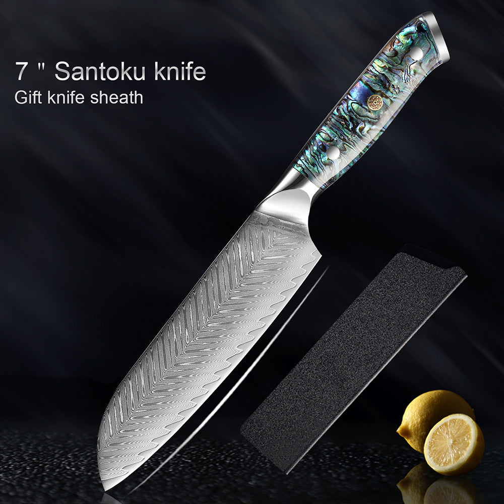 Okugai Damascus Kitchen Knife – Ocean Pearl Edition